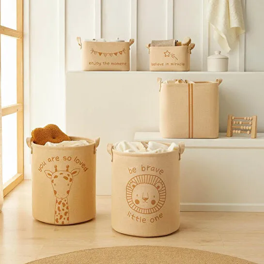 Ocean Home Textile 5'li Çocuk Odası Jüt Keten Kumaş Sepet Set