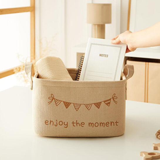 Ocean Home Textile 3'lü Çocuk Odası Sevimli Aslan Jüt Keten Kumaş Sepet Set 1 Adet 24 X 17 X 14 / 1 Adet 30 X 21 X 18 / 1 Adet 33