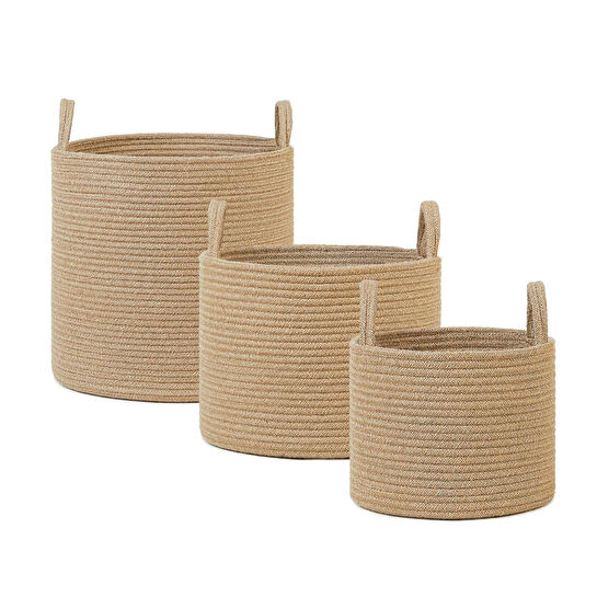 Ocean Home Textile 3'lü Jüt Halat Sepet Set 26 X 22 / 35 X 27 / 40 X 40 Cm