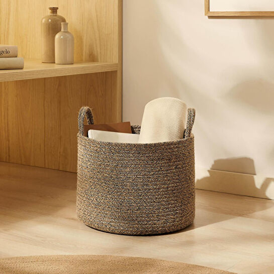 Ocean Home Textile Siyah Kırçıllı Jüt Halat Sepet 35 X 27 Cm