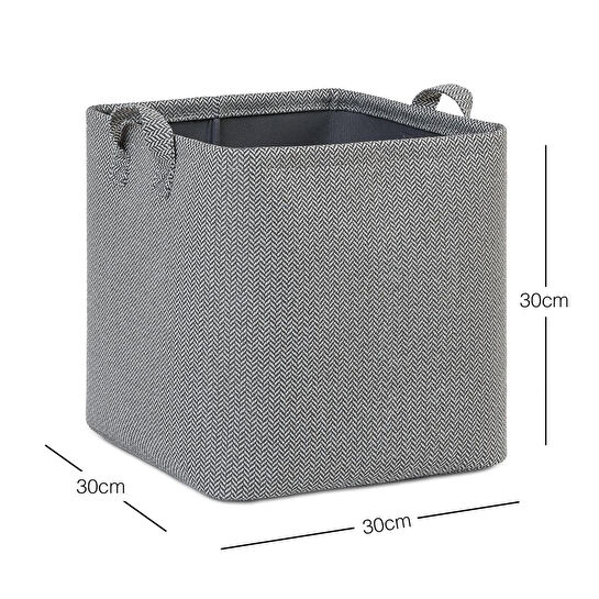 Ocean Home Textile Antrasit Renk Dokulu Kumaş Sepet 30 X 30 X 30 Cm