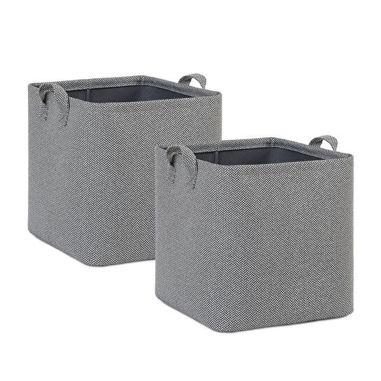 Ocean Home Textile 2'li Antrasit Renk Dokulu Kumaş Sepet Set 30 X 30 X 30 Cm