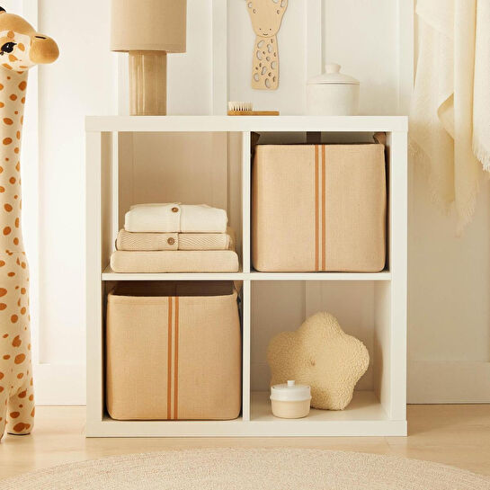 Ocean Home Textile 2'li Çocuk Odası Jüt Keten Kumaş Sepet Set 30 X 30 X 30 Cm