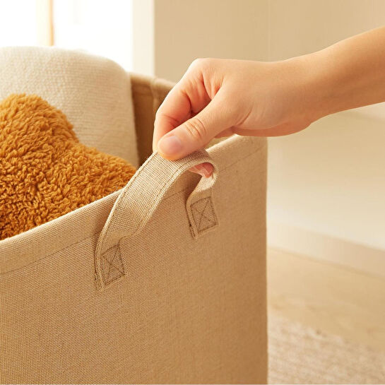 Ocean Home Textile 2'li Çocuk Odası Jüt Keten Kumaş Sepet Set 30 X 30 X 30 Cm