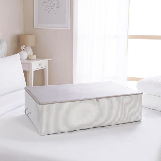 Ocean Home Textile Mega Boy Gri Çizgili Stuff & Things Baza Altı Hurç 74 X 46 X 22 Cm