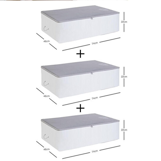 Ocean Home Textile 3'lü Mega Boy Gri Renk Stuff & Things Baza Altı Hurç Set