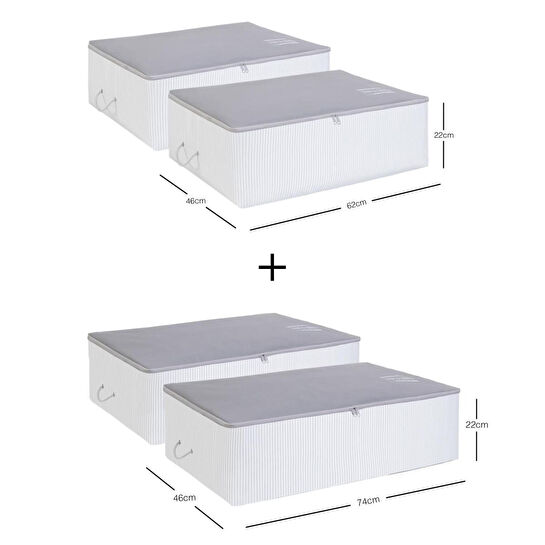 Ocean Home Textile 4'lü Gri Renk Stuff & Things Baza Altı Hurç Set