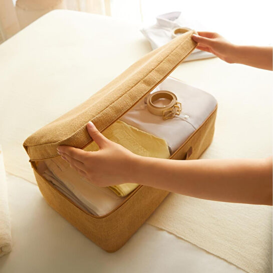 Ocean Home Textile 3'lü Jüt Baza Altı Hurç Set 1 Adet 52 X 28 X 21 / 2 Adet 62 X 46 X 22 Cm