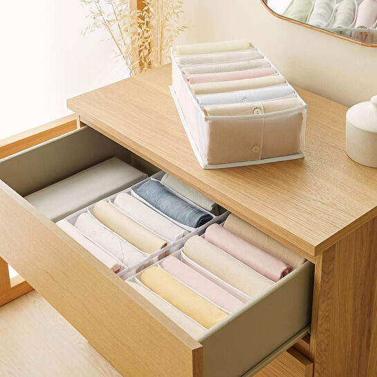 Ocean Home Textile 3'lü 7 Bölmeli Beyaz Renk File Çekmece İçi Düzenleyici Set