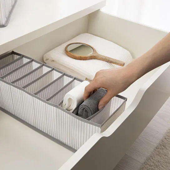 Ocean Home Textile 3'lü Gri Çizgili Çekmece İçi Düzenleyici Set