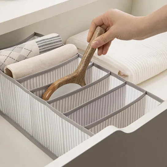 Ocean Home Textile 3'lü Gri Çizgili Çekmece İçi Düzenleyici Set
