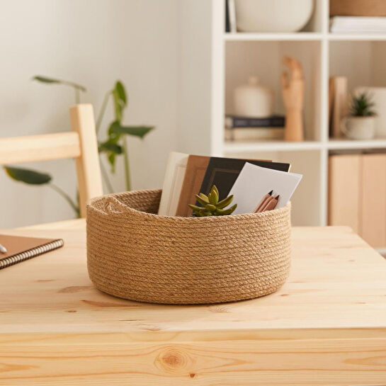 Ocean Home Textile Jüt Halat Sepet 30 X 12 Cm