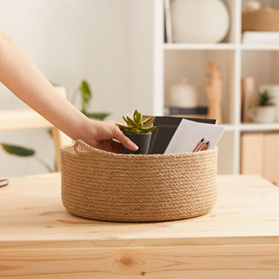 Ocean Home Textile Jüt Halat Sepet 30 X 12 Cm