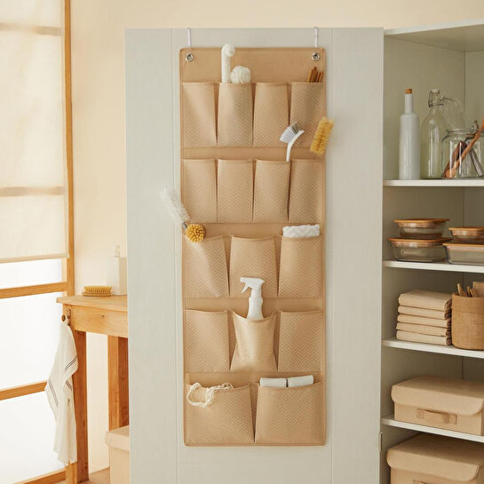 Ocean Home Textile 16 Gözlü Bej Balıksırtı Kapı Arkası Düzenleyici 45 X 125 Cm