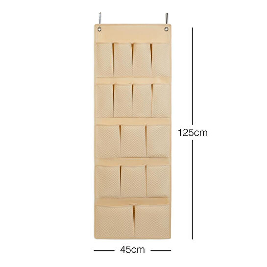 Ocean Home Textile 16 Gözlü Bej Balıksırtı Kapı Arkası Düzenleyici 45 X 125 Cm