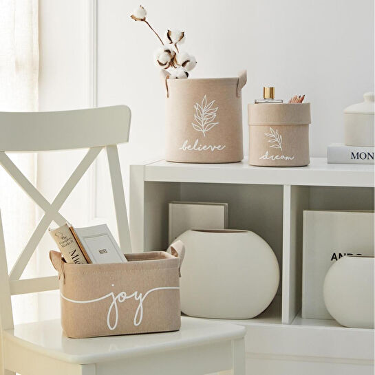 Ocean Home Textile Bej Renk Believe Sepet 20 X 20 Cm
