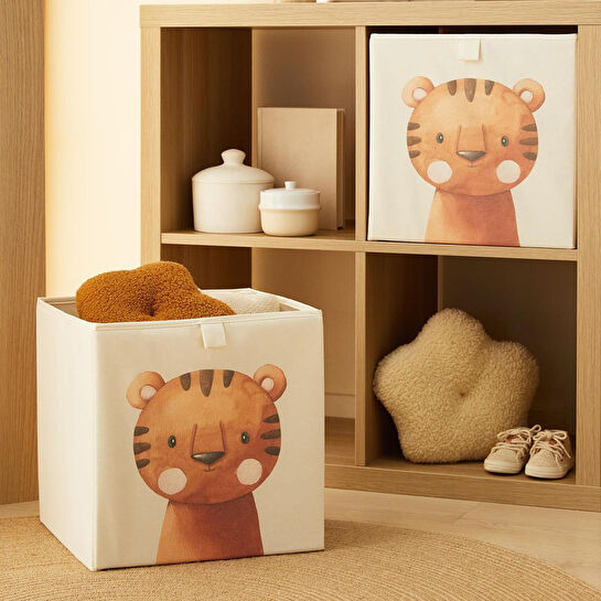 Ocean Home Textile 2'li Çocuk Odası Sevimli Kaplan Kutu Set 33 X 30 X 33 Cm