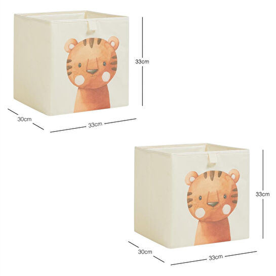Ocean Home Textile 2'li Çocuk Odası Sevimli Kaplan Kutu Set 33 X 30 X 33 Cm