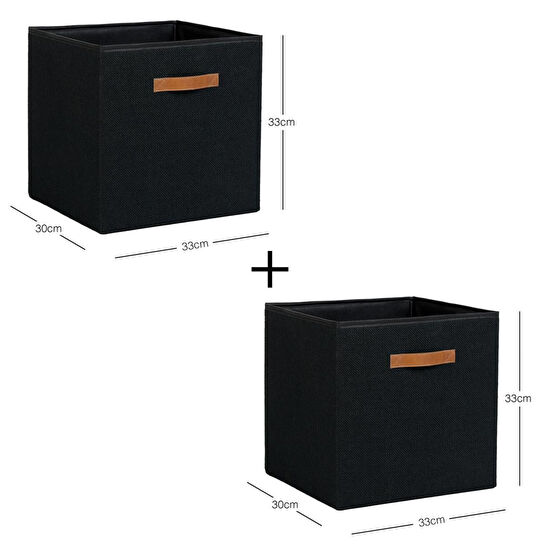 Ocean Home Textile 2'li Siyah Renk Jüt Kutu Set 33 X 30 X 33 Cm