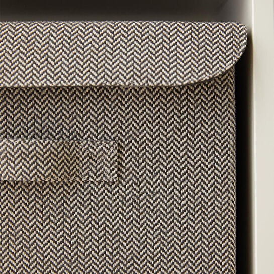 Ocean Home Textile Antrasit Renk Dokulu Kumaş Kapaklı Kutu 30 X 30 X 30 Cm