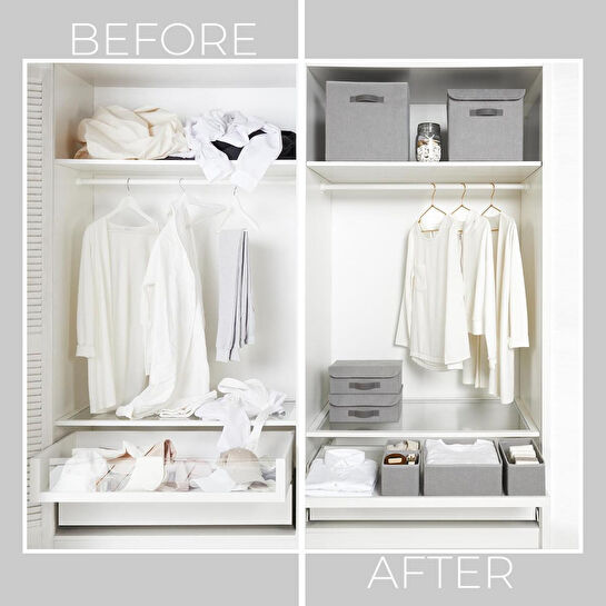 Ocean Home Textile Gri Renk Jüt Kapaklı Kutu 30 X 30 X 30 Cm