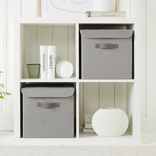 Ocean Home Textile Gri Renk Jüt Kapaklı Kutu 30 X 30 X 30 Cm