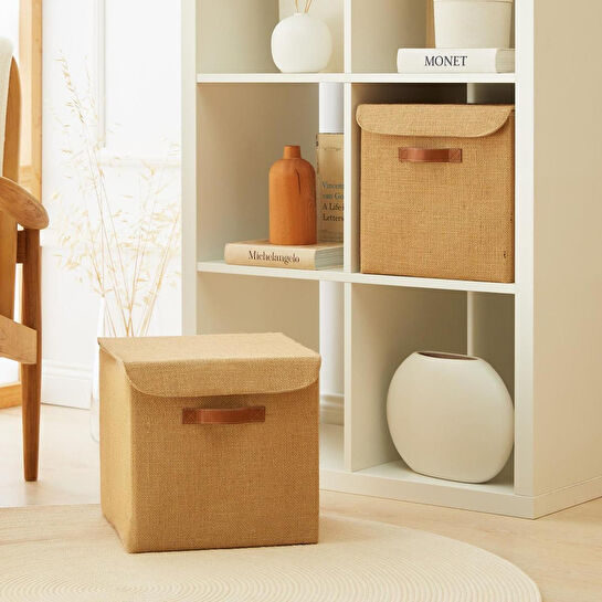 Ocean Home Textile 2'li Jüt Kapaklı Kutu Set 30x30x30 Cm