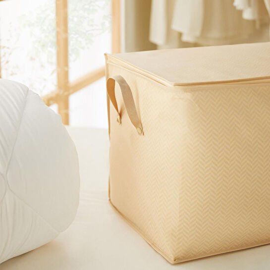 Ocean Home Textile Mega Boy Pvc Pencereli Bej Balıksırtı Hurç 75 X 40 X 40 Cm