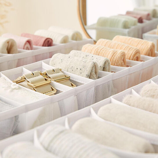 Ocean Home Textile 3'lü 10 Bölmeli Beyaz Renk File Çekmece İçi Düzenleyici Set