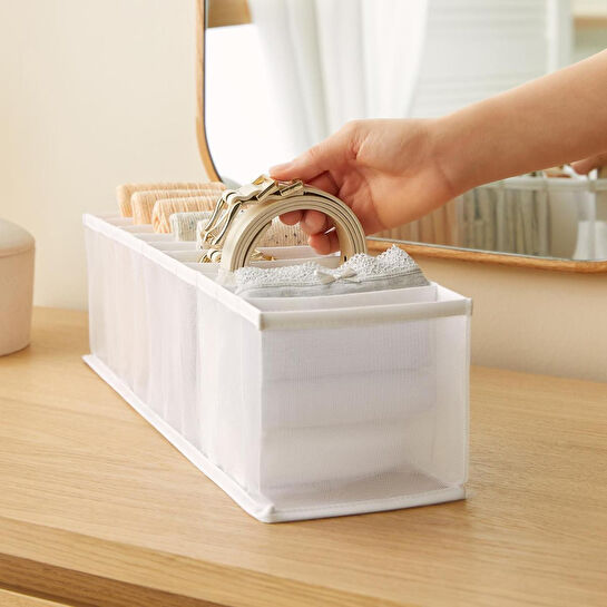 Ocean Home Textile 10 Bölmeli Beyaz Renk File Çekmece Düzenleyici 11 X 41,5 X 12 Cm