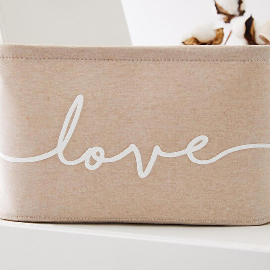 Ocean Home Textile Bej Renk Love Sepet 30 X 21 X 18 Cm
