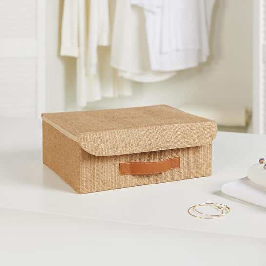 Ocean Home Textile Çekmece İçi Jüt Kapaklı Kutu 30 X 23 X 11 Cm