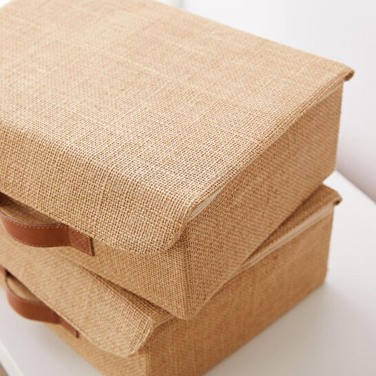 Ocean Home Textile 2'li Jüt Kapaklı Kutu Set 30 X 23 X 11 Cm