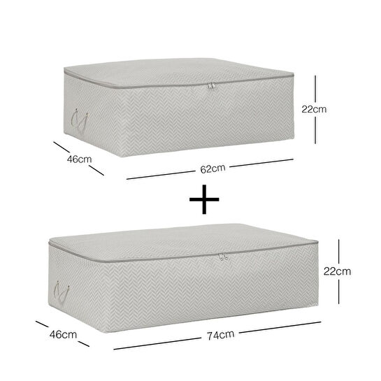 Ocean Home Textile 2'li Gri Balıksırtı Baza Altı Hurç Set