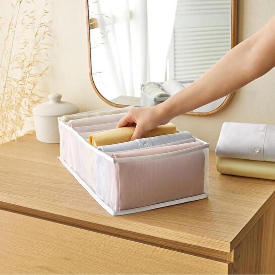 Ocean Home Textile 7 Bölmeli Beyaz Renk File Çekmece Düzenleyici 22 X 41,5 X 12 Cm