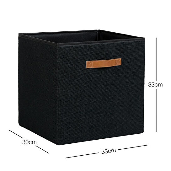 Ocean Home Textile Siyah Renk Jüt Kutu 33 X 30 X 33 Cm