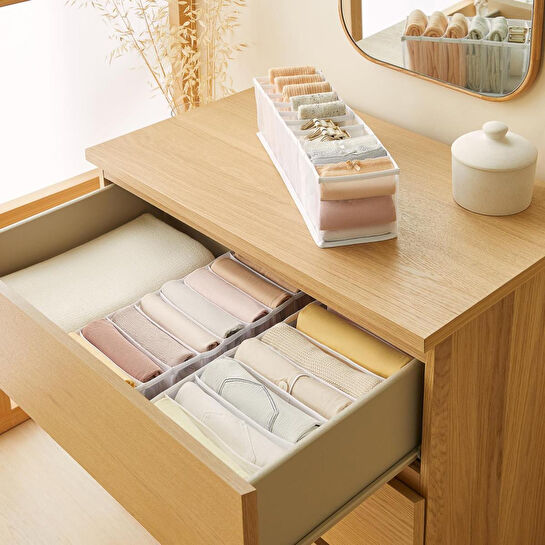 Ocean Home Textile 3'lü Bölmeli Beyaz Renk File Çekmece İçi Düzenleyici Set