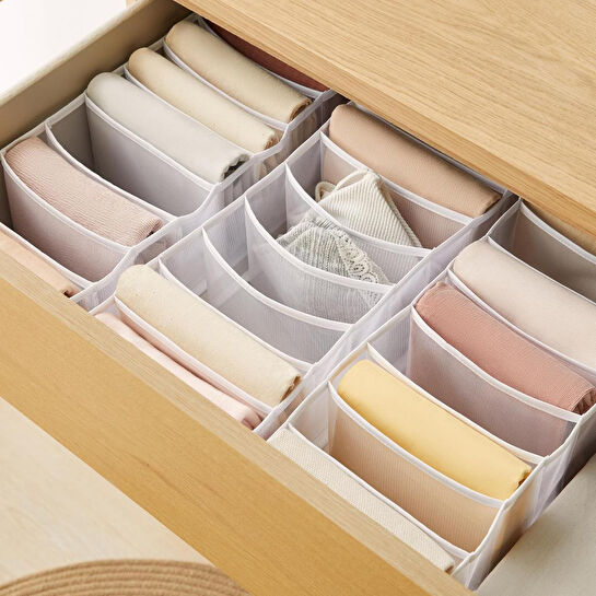 Ocean Home Textile 3'lü 8 Bölmeli Beyaz Renk File Çekmece İçi Düzenleyici Set