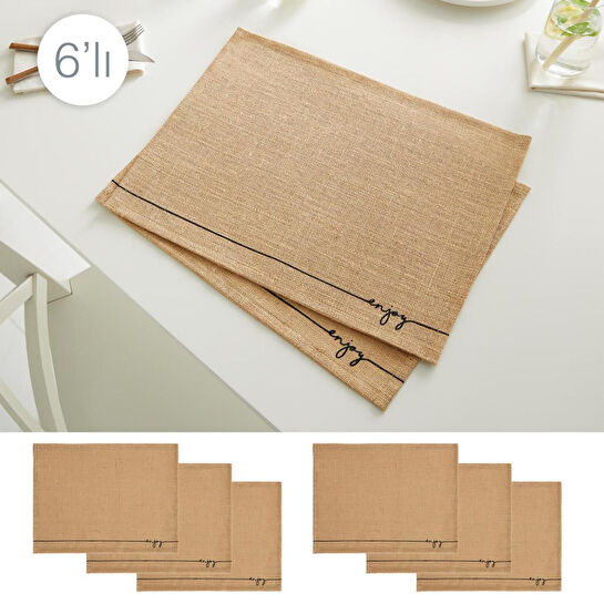 Ocean Home Textile 6'lı Enjoy Jüt Amerikan Servis Seti 45 X 35 Cm