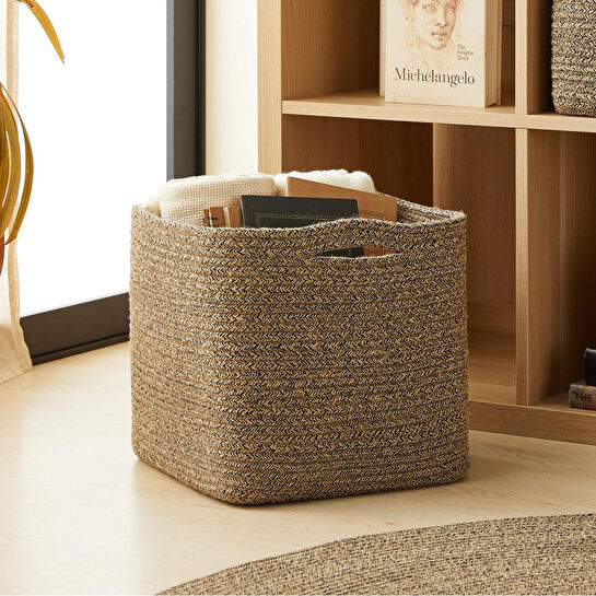 Ocean Home Textile Siyah Kırçıllı Jüt Halat Sepet 30 X 30 X 30 Cm