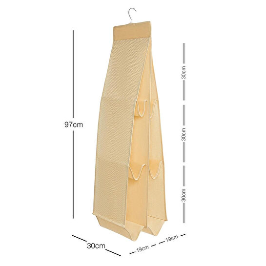 Ocean Home Textile Bölmeli Bej Balıksırtı Çanta Düzenleyici 30 X 97 Cm