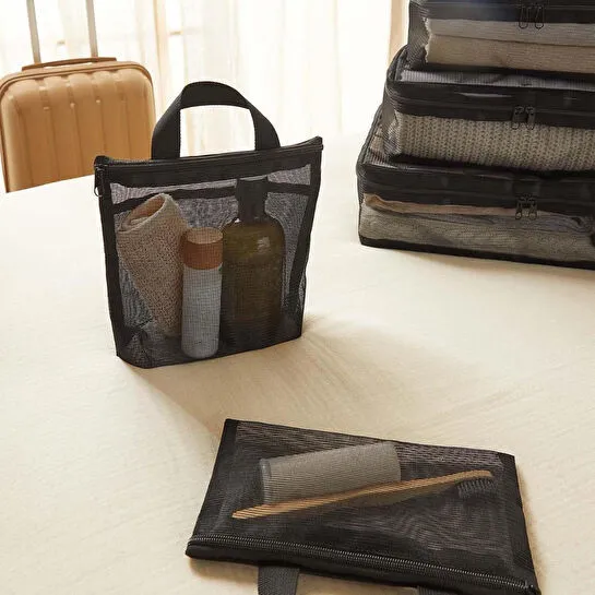 Ocean Home Textile 6'lı Siyah Renk File Bavul İçi Düzenleyici Set