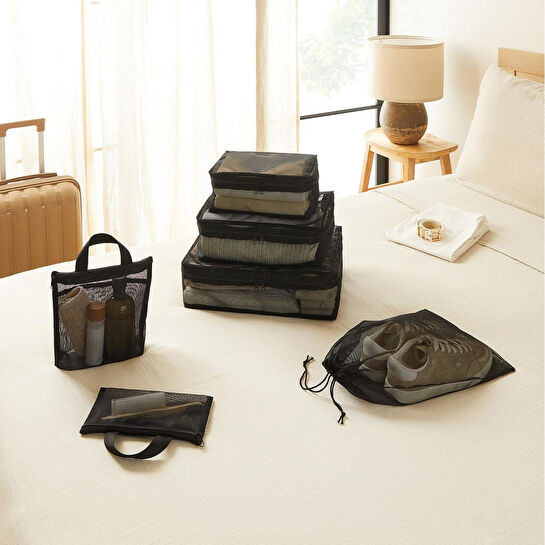 Ocean Home Textile 6'lı Siyah Renk File Bavul İçi Düzenleyici Set