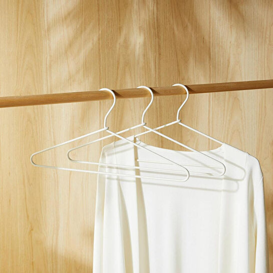 Ocean Home Textile 3'lü Ekru Renk Kumaş Kaplı Metal Giysi Askısı 21.5 X 42 X 0.5 Cm