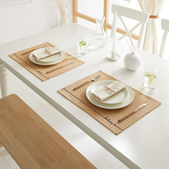 Ocean Home Textile 2'li Believe Jüt Amerikan Servis 45 X 35 Cm