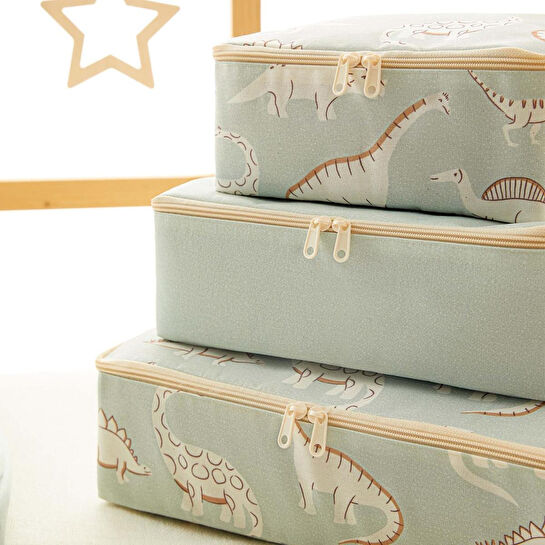 Ocean Home Textile 6'lı Çocuk Odası Dinozor Bavul İçi Düzenleyici Set