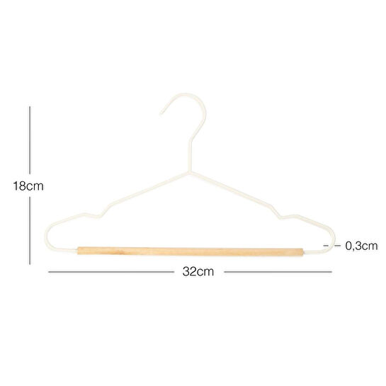 Ocean Home Textile 6'lı Ahşap Destekli Mat Beyaz Renk Kauçuk Kaplamalı Metal Çocuk Giysi Askısı 18 X 32 X 0.3 Cm