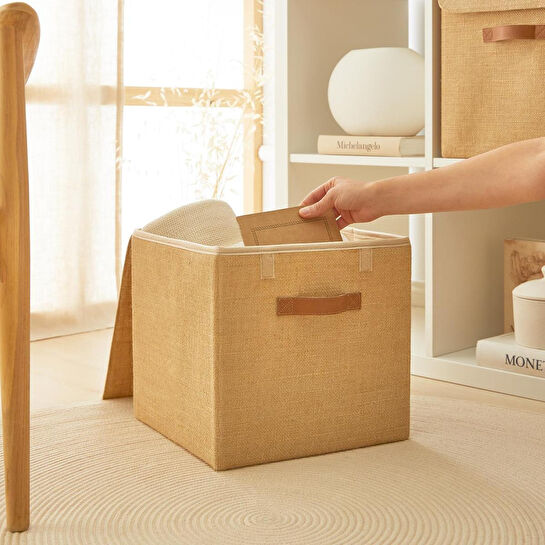 Ocean Home Textile Jüt Kapaklı Kutu 30 X 30 X 30 Cm