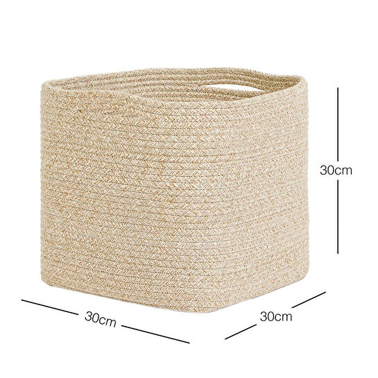 Ocean Home Textile Bej Kırçıllı Pamuklu Sepet 30 X 30 X 30 Cm