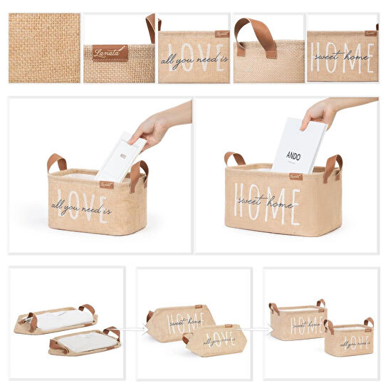 Ocean Home Textile 2'li Astarlı Jüt Sepet Set